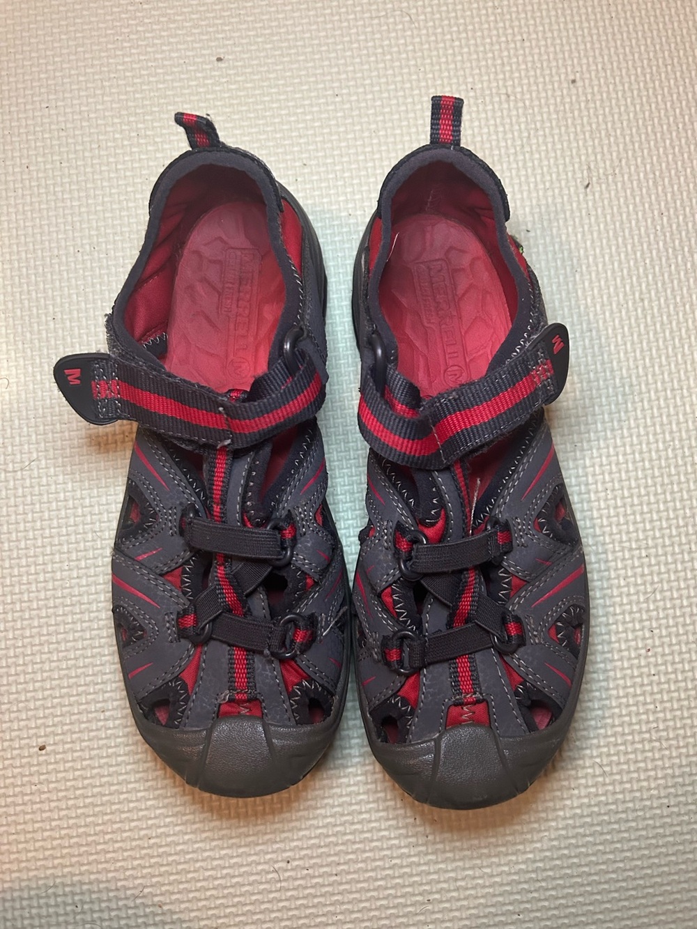 Kids Merrell Hydro Hiker Waterproof Sport Sandals - Gray and Red Size 3